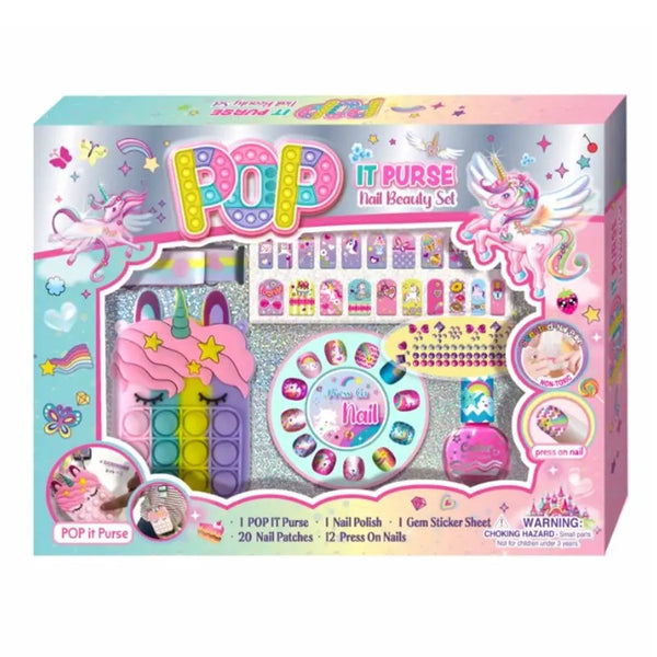 Pecoware Pop It Purse Nail Beuaty Set For girls