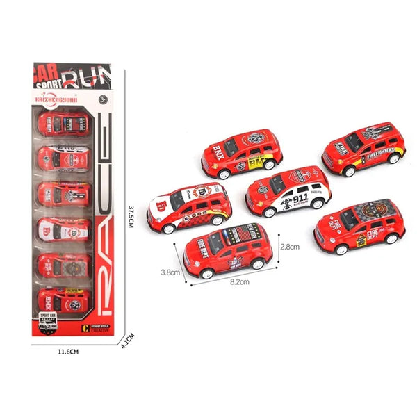 Fire Rescue Pull Back Alloy Car - 6 Pcs