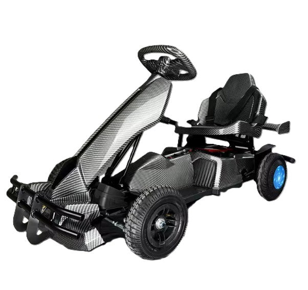 Carbon fiber go-kart on a white background