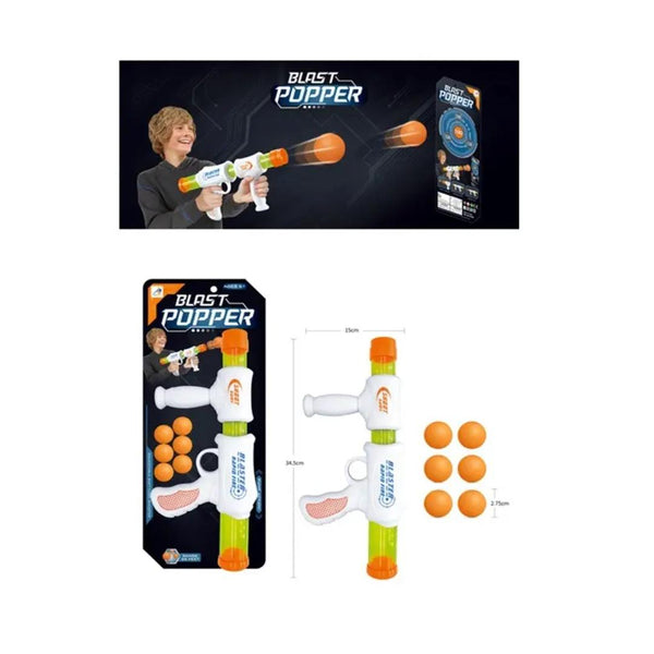 Sam Toys - Power Ejection Gun With 6 EVA Balls, Blast Popper Aerodynamic Gun