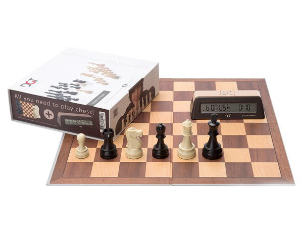 10910 DGT CHESS STARTER BOX BROWN (Board, Pieces and DGT 1002 Timer)