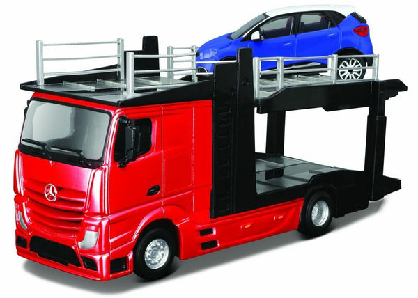 Bburago 1:43 Str Fire Mercedes-benz Actros With 1 Car - Red