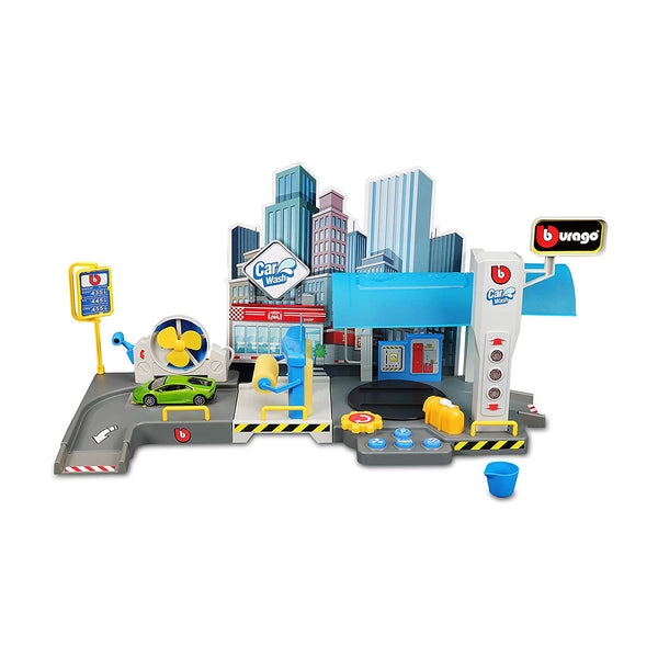 Bburago Street Fire  Car Wash Playset High Detail Model Car Diecast Set - Blue