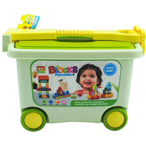 Construction set in a suitcase on wheels, Blocks (82 PCS)