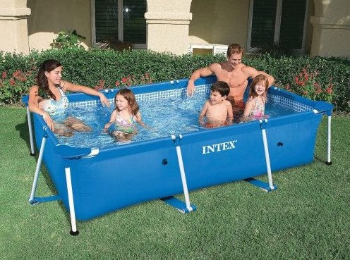 300 x 200 x 75 cm Blue INTEX Metal Rectangular Frame Pool,