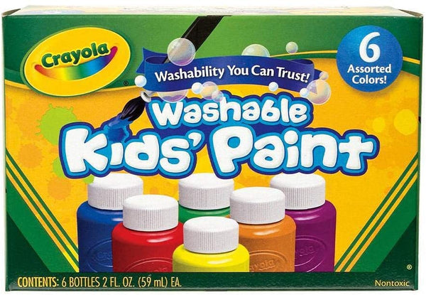 6 ct. Washable Kids' Paint, 2-oz. Bottles, Assorted Colors - Non-Peggable