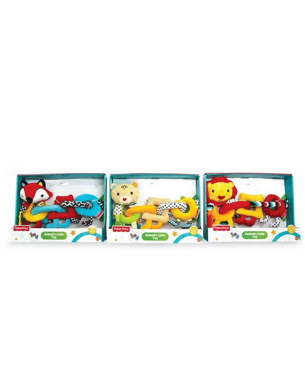 Fisher-Price Animal's Links Toy-Crinkly Paper And Teether (Assorted Colors) - Pack of 1