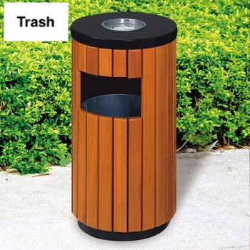 GOLD Single Wooden Trash Bin