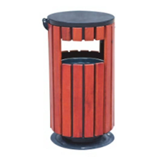 GOLD Wooden Round Trash Bin