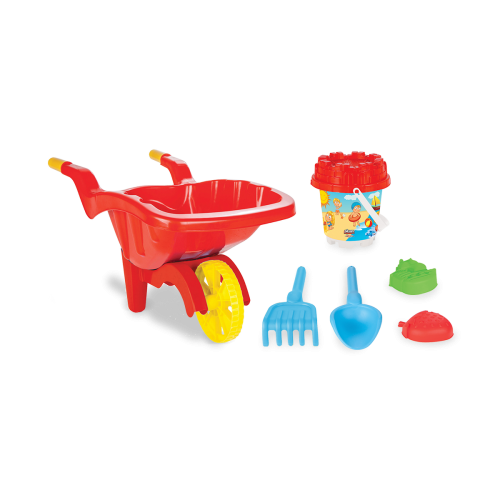 Jumbo Wheel Barrow with bucket and sand playing tools