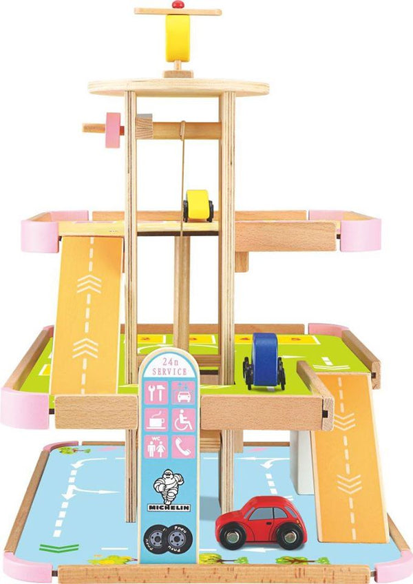 kids wooden parking lot toys