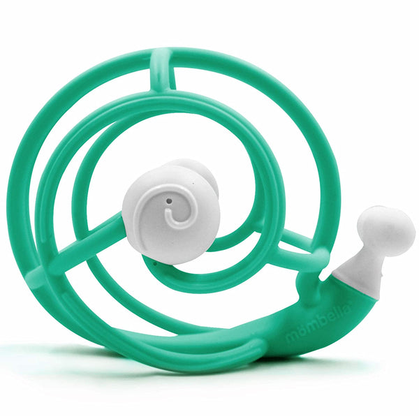 MOMBELLA SNAIL BABY TEETHING RATTLE-TEAL