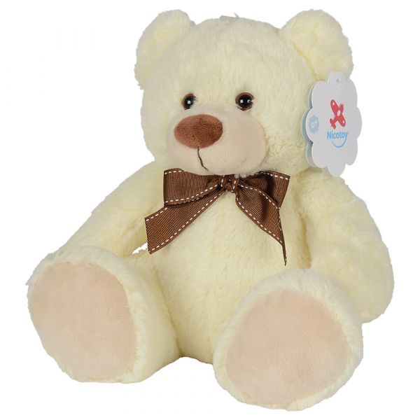 NICOTOY - SITTING BEAR W/RIBBON 26CM (3AS,HT,SH)