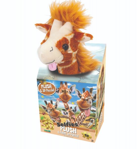 Prime 3D Puzzles - Howard Robinson - Giraffe Selfie 48 pcs Puzzle with Plush